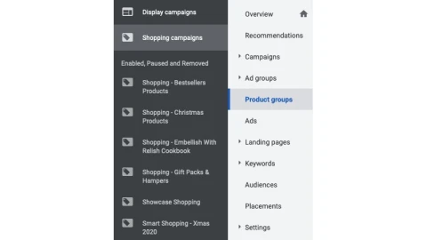 Google shopping product groups