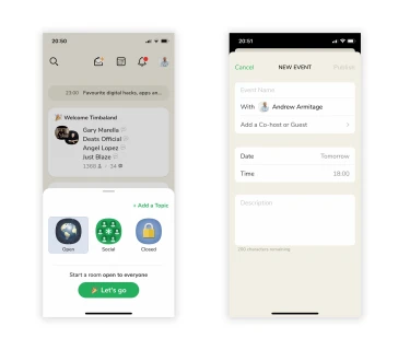 Clubhouse screenshots