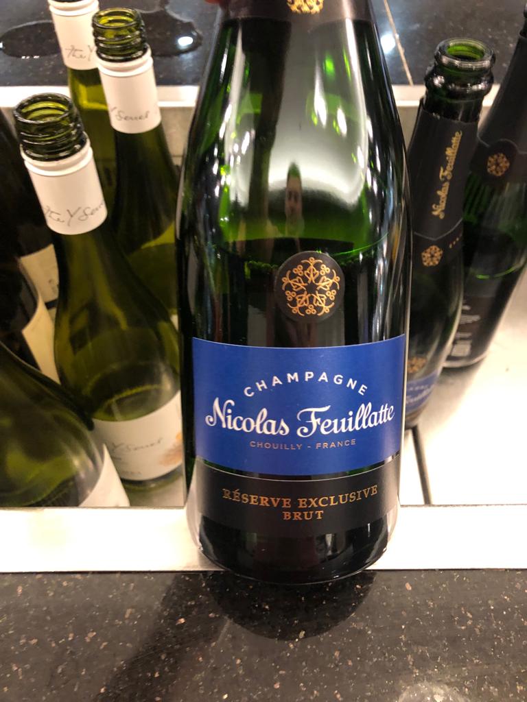 Nicolas Feuillate Champagne served at British Airways Club Lounge at Gatwick Airport. Perks you get when in the departure lounges.
