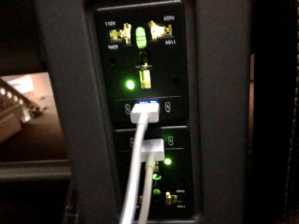 BA Premium Economy at seat power