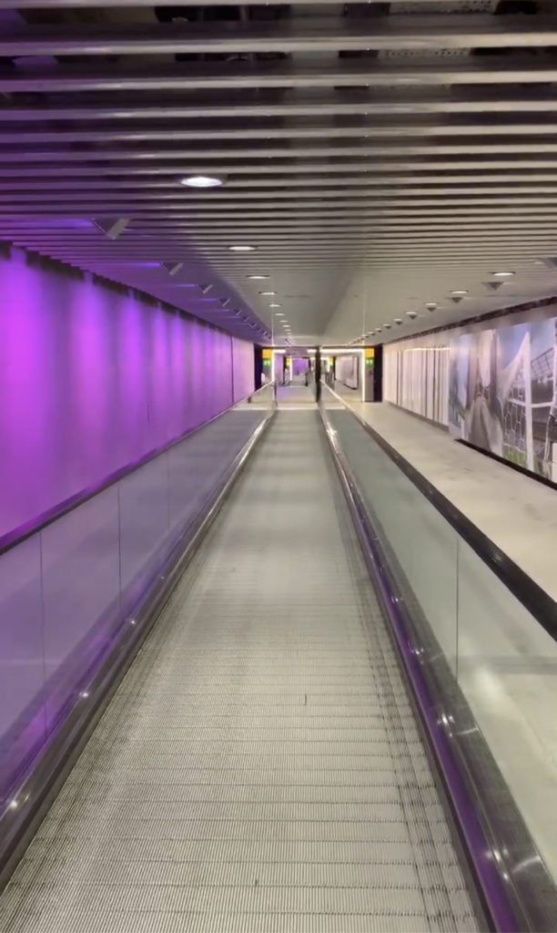 The walkway between the terminals at Heathrow Terminal 5