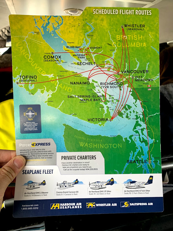 Harbour Air Seaplanes scheduled flight routes between Vancouver to Victoria Island and beyond