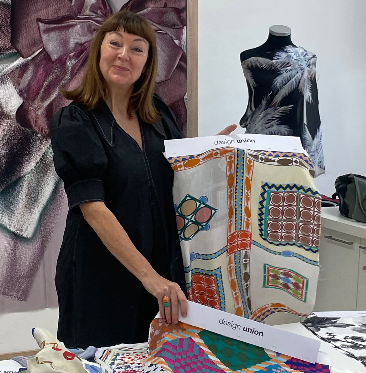 an image of eileen gleeson  on the website of design union a textile print design studio in london