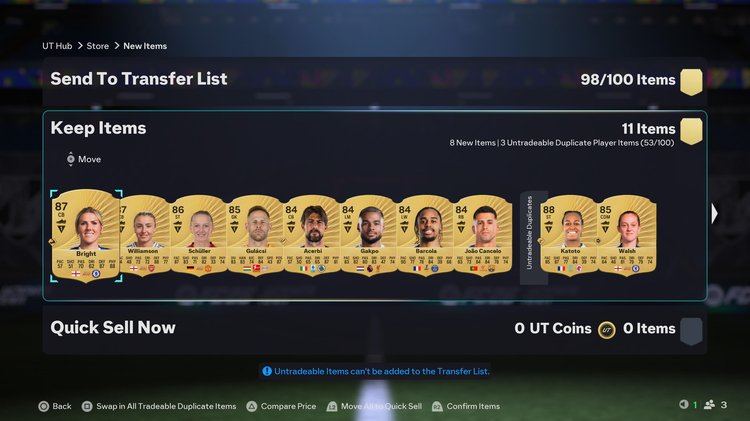 1x 84+ Starting XI Gold Pack