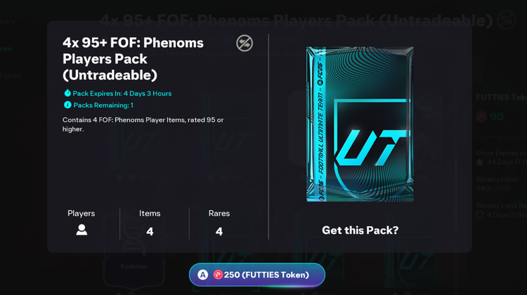 4x 95+ FOF: Phenoms Players Pack in game store