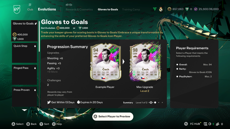 Gloves to Goals Evolutions Page