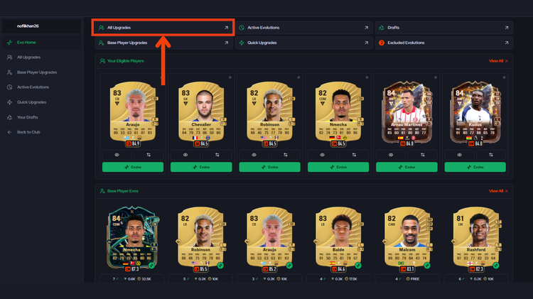 GG Club Evolutions Page - All Upgrades