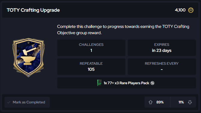 TOTY Crafting Upgrade SBC