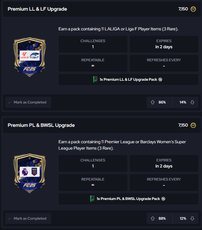 Premium League Specific Upgrade SBC