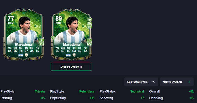 FUT.GG Add to Compare Feature