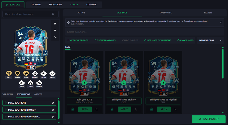 Build your TOTS Klostermann FUT GG Evo Lab