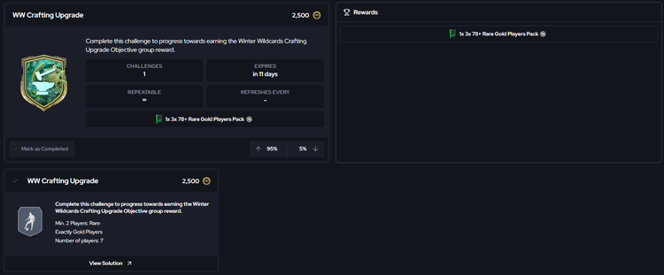 WW Crafting Upgrade SBC