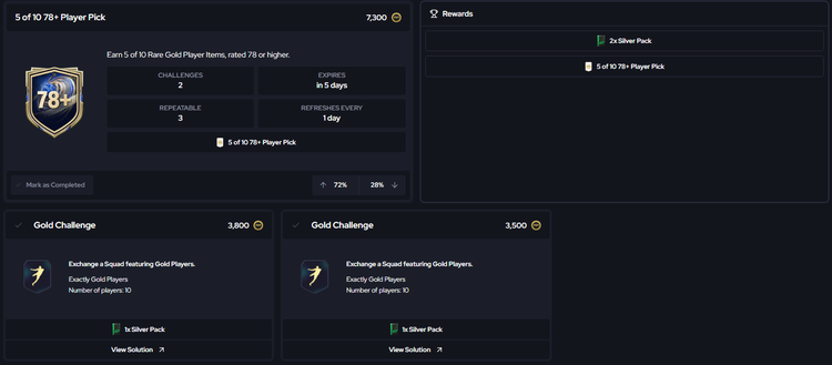 5 of 10 78+ Player Pick SBC