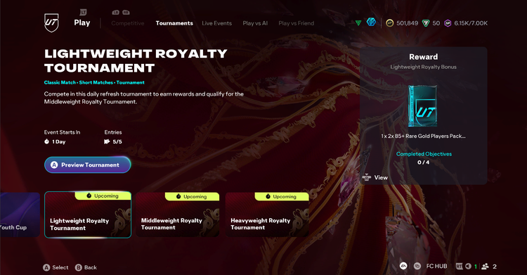 Knockout Royalty Tournaments Snapshot in EA Sports FC 26