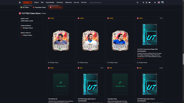 FUTTIES Token Store Season 9 Week 1 on FUT GG