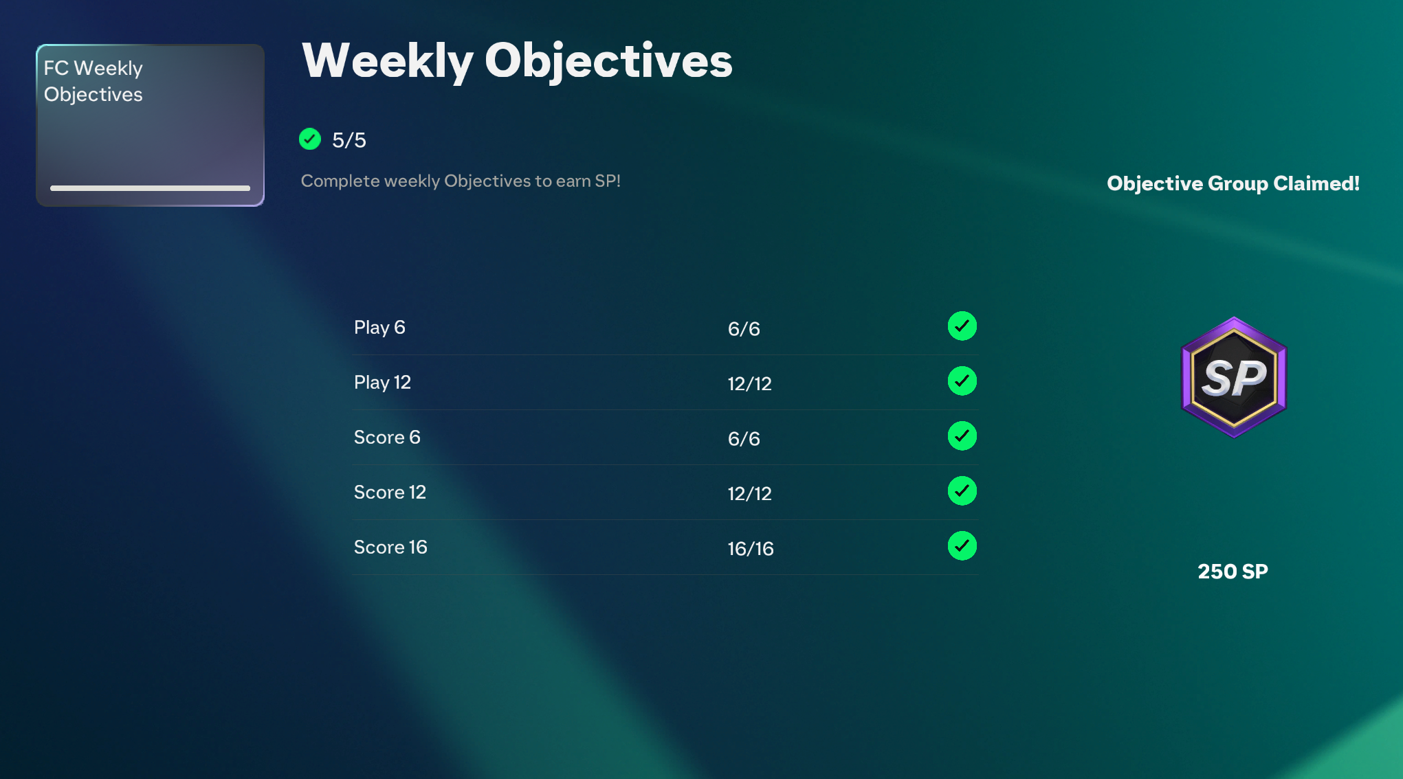 EA FC 27 Seasonal Objectives, Play 12 and Score 16 for 500 SP