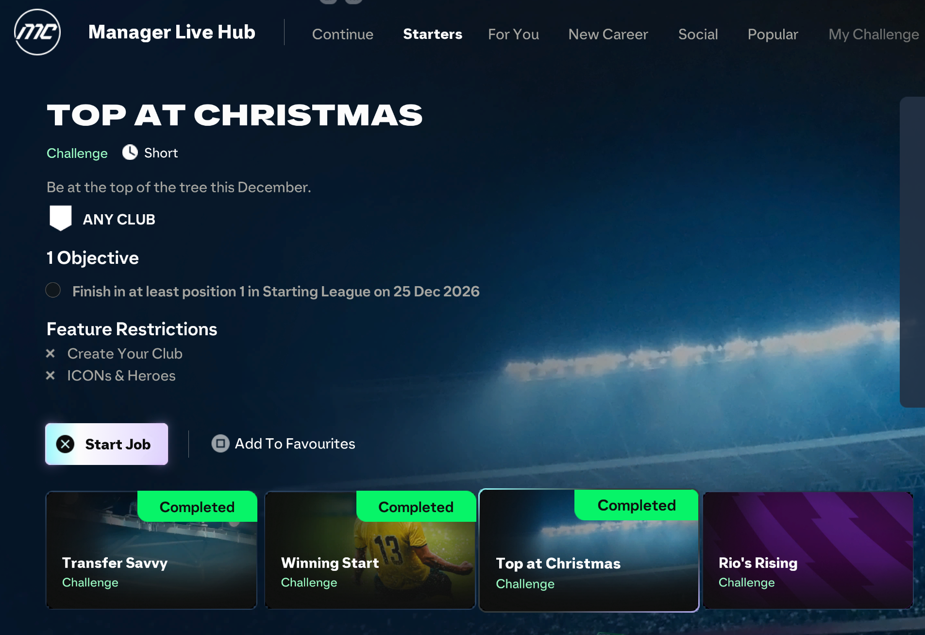 EA FC 27 Manager Live Top at Christmas challenge