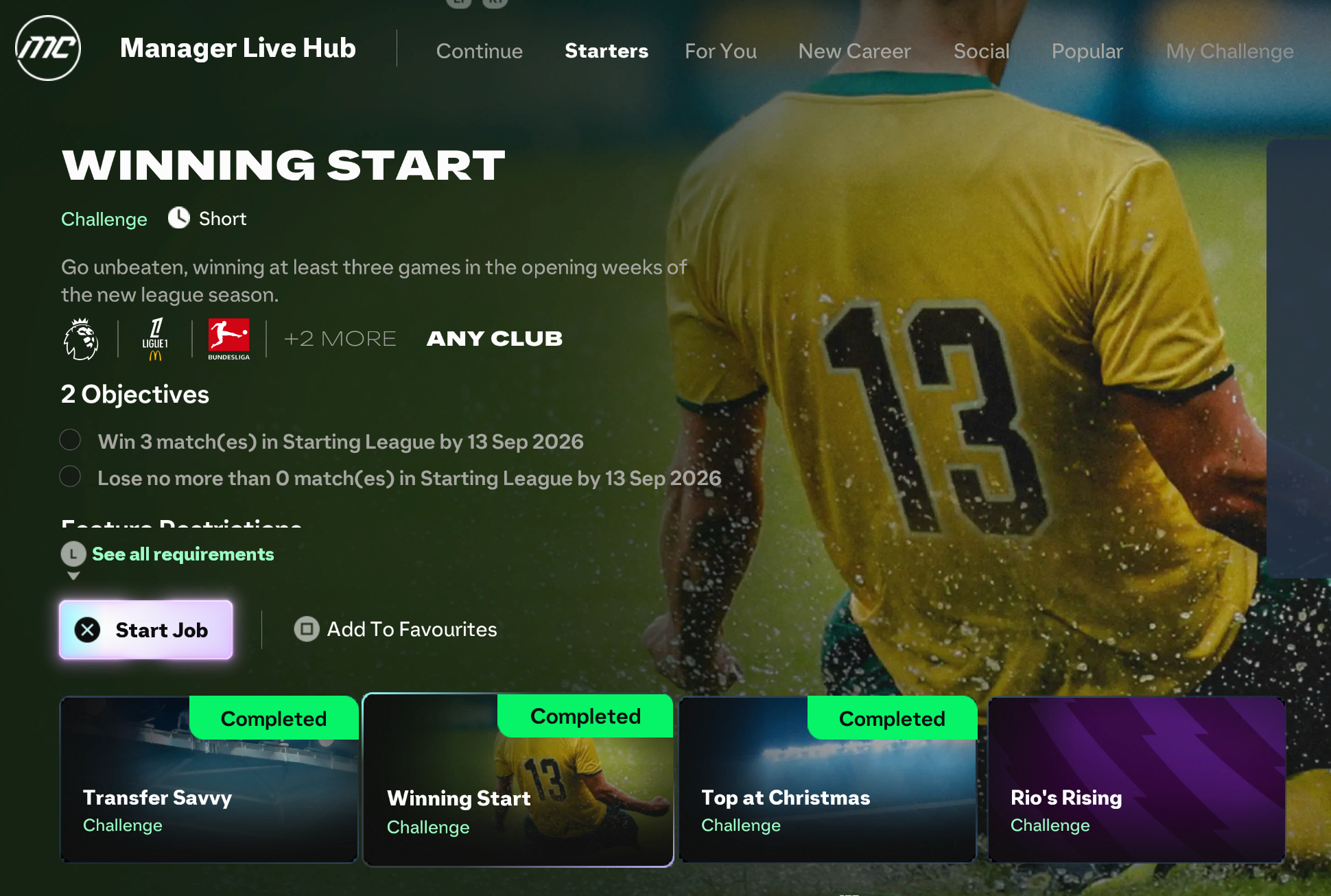 EA FC 27 Manager Live Winning Start challenge