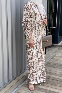 Brown Printed Abaya 8 MOISS2102 4 Brown Printed Abaya