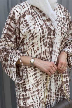 Brown Printed Abaya 9 MOISS2102 5 Brown Printed Abaya