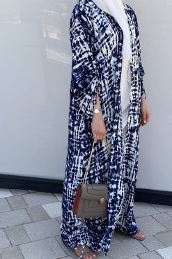 MOISS2103 5 Blue Printed Abaya