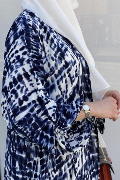 MOISS2103 7 Blue Printed Abaya