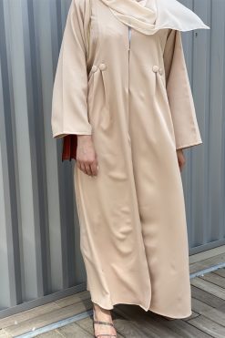 MOISS2105 3 Beige Crepe Abaya Set