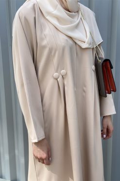 MOISS2105 5 Beige Crepe Abaya Set