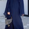 MOISS2106 1 Blue Pleated Chiffon Abaya