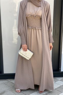 Beige Abaya Set 5 MOISS2110 5 Beige Abaya Set