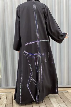 عباية عمل خيط تجريدي 8 MOISS2116 3 Abstract Thread Work Abaya