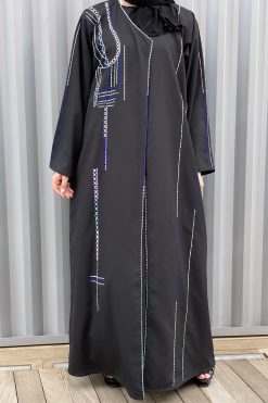عباية عمل خيط تجريدي 9 MOISS2116 4 Abstract Thread Work Abaya