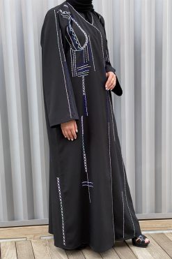 عباية عمل خيط تجريدي 11 MOISS2116 6 Abstract Thread Work Abaya