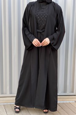 MOISS2117 4 Black Nada Abaya Set