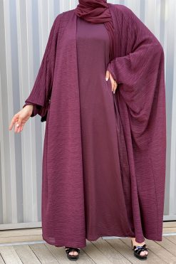 MOISS2118 4 Maroon Abaya Set