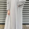 MOISS2119 1 Grey Abaya with Dress Set