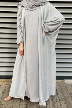 Grey Abaya with Dress Set