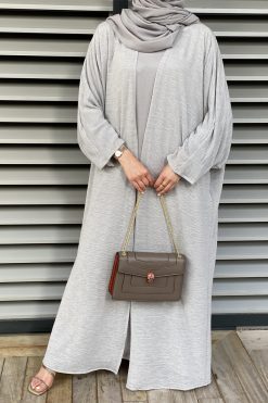 Grey Abaya with Dress Set 5 MOISS2119 3 Grey Abaya with Dress Set