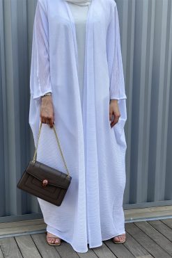 MOISS2121 3 White Abaya Set