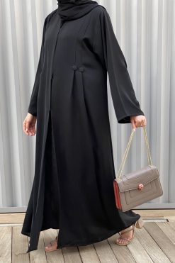 Black Nada Abaya Set 6 MOISS2122 3 Black Nada Abaya Set
