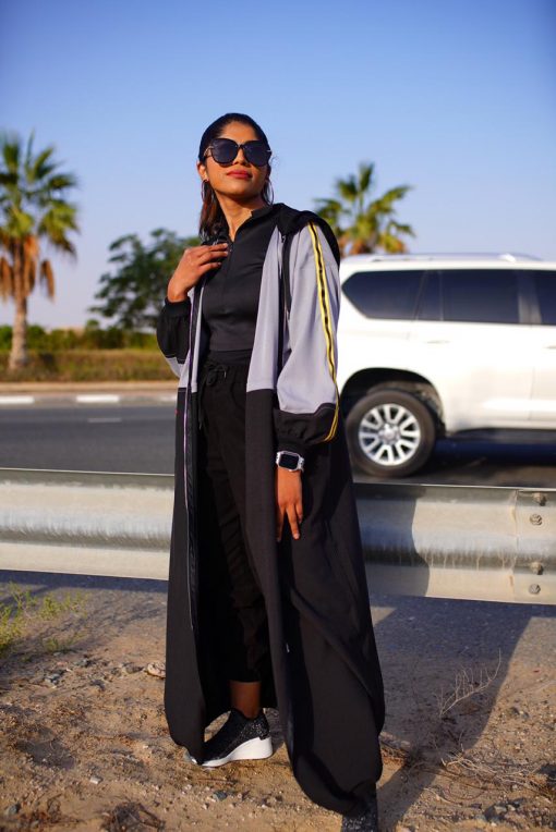 Grey Black Sporty Abaya