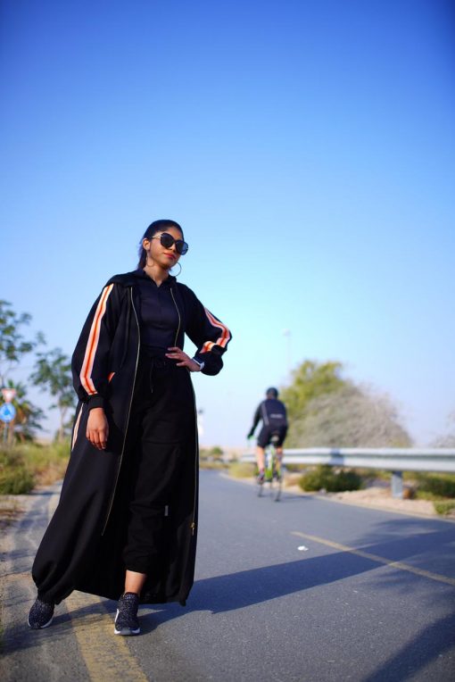 Sporty Pink Strips Abaya