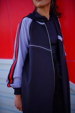عباية رياضية باللون الرمادي 5 UI19004 3 1 Sporty Grey Strips Abaya