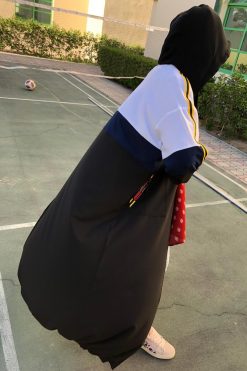 UI19005 3 1 Sporty Blue Strips Abaya