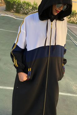 UI19005 4 1 Sporty Blue Strips Abaya