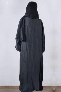 BAA 000016 3 Lined Black Abaya
