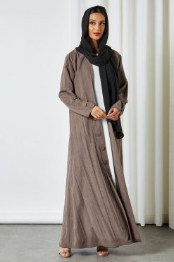 0621 bsi3185 4 Button Embellished Bisht Abaya