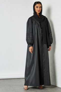 Button Embellished Collar Abaya