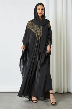 0621 bsi3210 3 Pearls And Beads Embellished Abaya