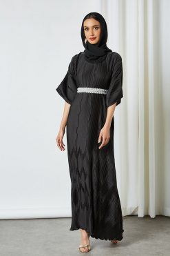 Satin Pleated Shirt With Lulu Belt For Ladies